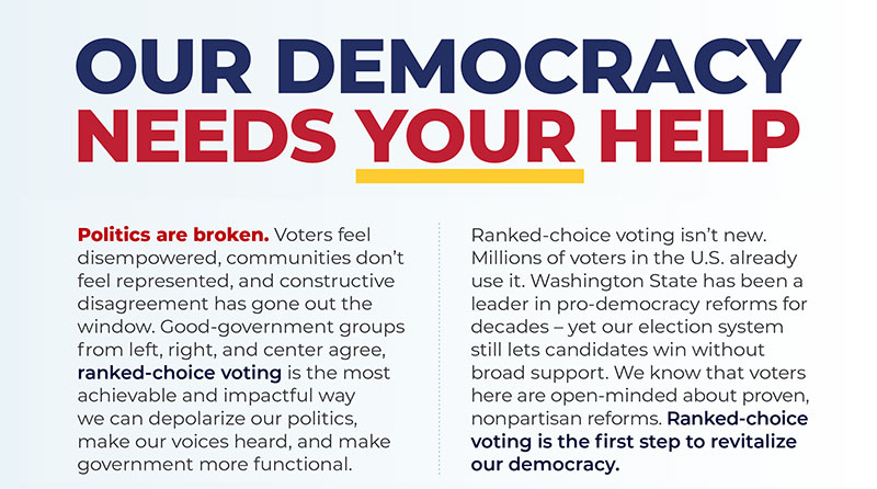 Text reads Our Democracy Needs Your Help.